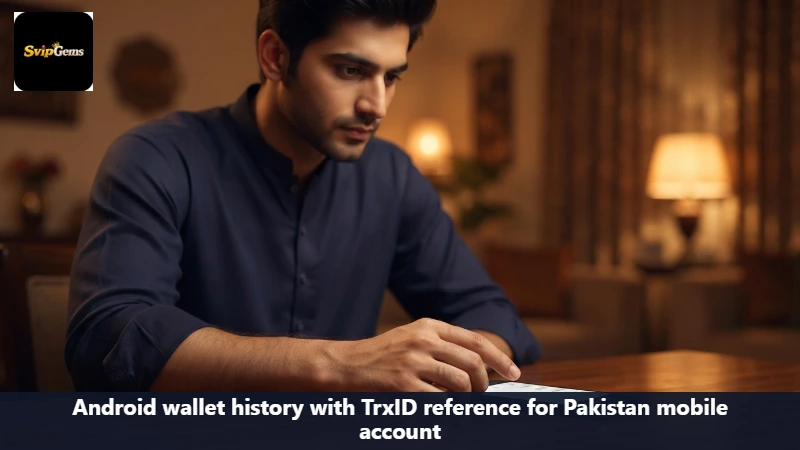 Android wallet history with TrxID reference for Pakistan mobile account