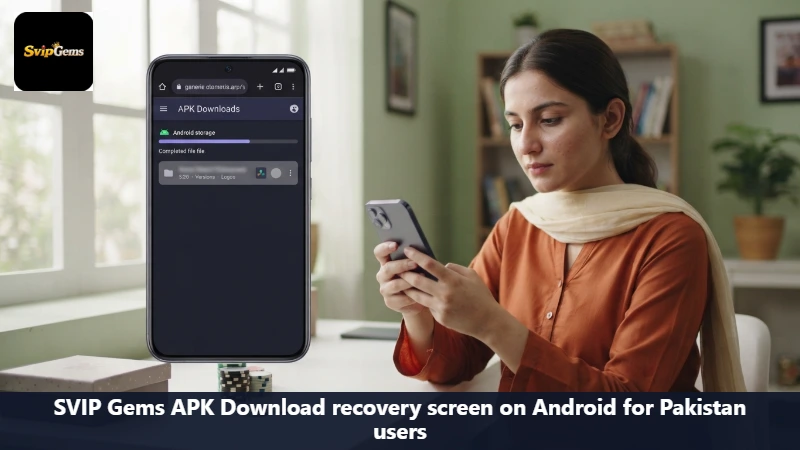SVIP Gems APK Download recovery screen on Android for Pakistan users